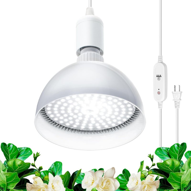 Barrina LED Grow Light Bulb with Timing and Hanging System, 25W Full Spectrum, 4H/9H/14H Timer, Hanging Grow Lights for Indoor Plants with 16.4FT Power Cord, Plug in Pendant Light for Plants - Image 1
